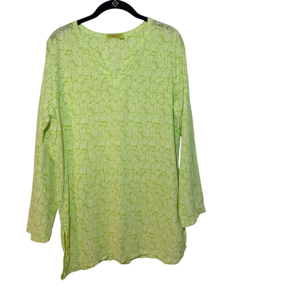 Fresh Produce Womens Boho Hippie Lime Green Beach Cover Up Tunic M/L USA Travel